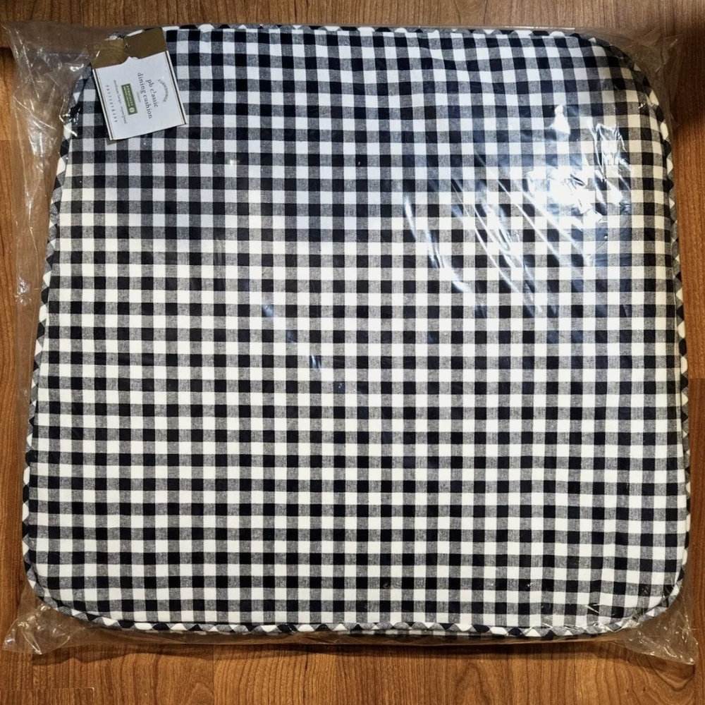 Pottery Barn Navy and White Plaid Cushion